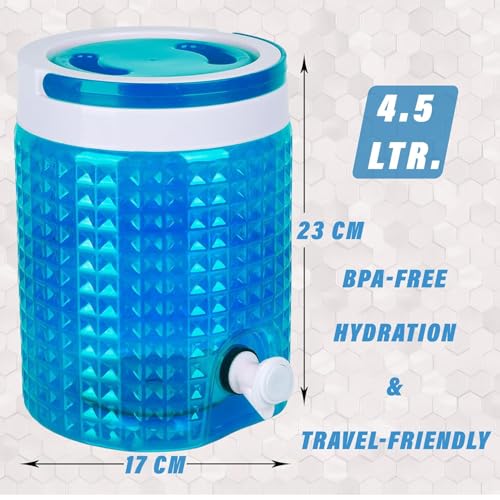 Image of Travelling Jug 100% Food Grade Travelling Water Jug Camper for Home-Travel-Picnic-Office | Water Dispenser Can | Jug with Tap | Water Storage Container | 4.5 LTR (Assorted, Pack of 1)