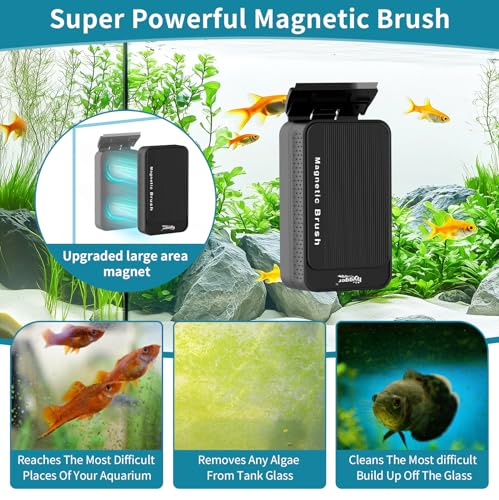 Image of hygger Aquarium Magnet Glass Cleaner, Magnetic Fish Tank Cleaner with 2 Blades For Glass and Acrylic Aquariums, Aquarium Algae Scraper with Super Strong Magnet for Fish Tanks 0.3-0.6Inch Thickness (L)