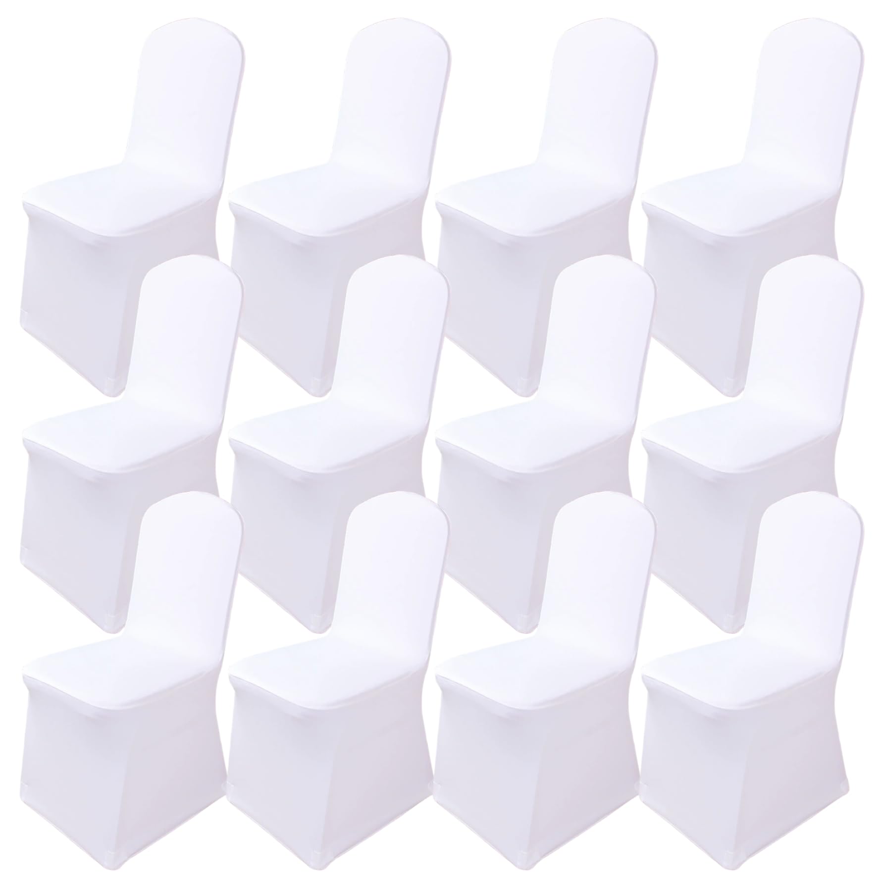 Housses de chaise pliantes pour mariage et fête, lot de 12 protections blanches extensibles