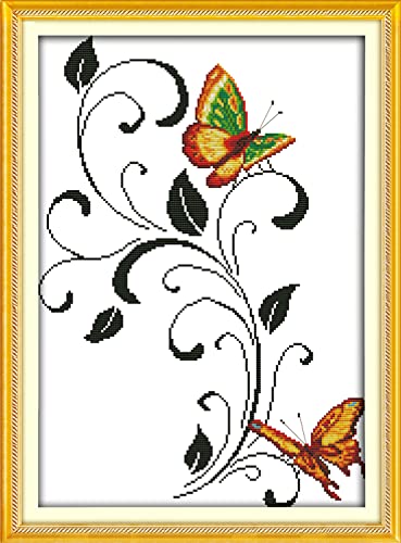 Point de Croix Broderie Deux Papillons pour Personnaliser et Décorer Votre Salon