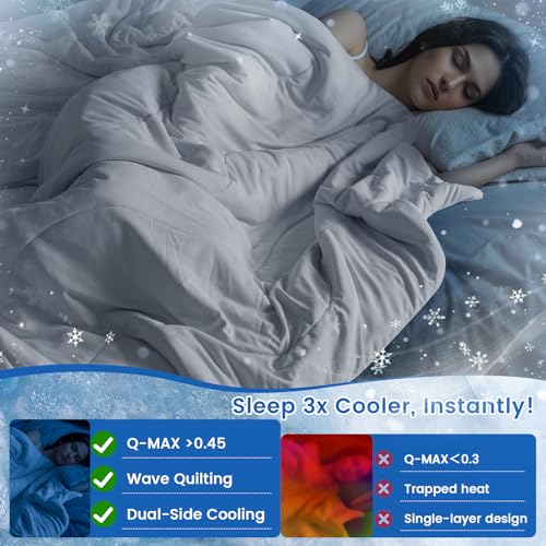 PHF Soft Cooling Throw Blanket for Hot Sleepers and Night Sweats,Cozy Breathable Blanket, Q-MAX>0.45 Absorb Body Heat & Dual-Sided Cool Design, Ideal Gift, Grey, 50"x60" — view 3
