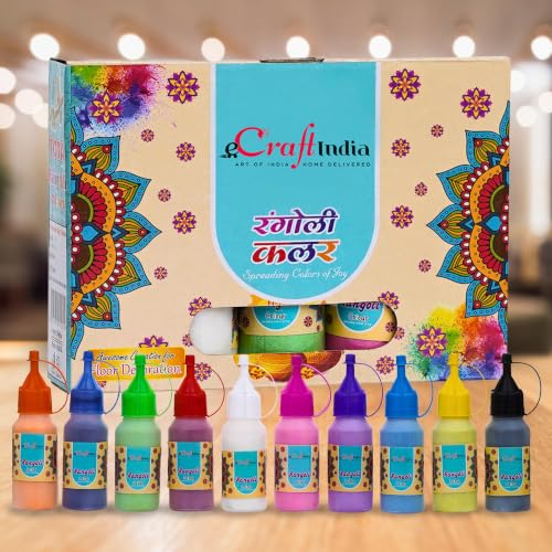 Durga Puja: Traditional vs Contemporary Decor 44 eCraftIndia Set of 10 Rangoli Colours Bottles | Rangoli Tool Kit ...