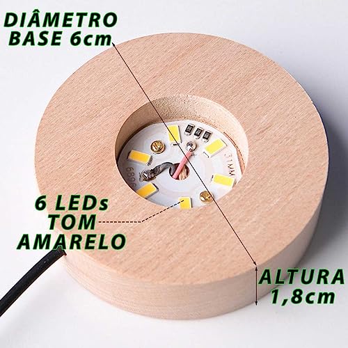 Luminária Bola Esfera Cristal De Mesa Planeta Terra Galáxia Sistema Solar LED Base Madeira Enfeite D