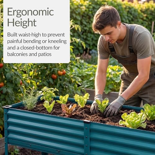Image of Best Choice Products 72x24x30in Non Toxic Galvanized Raised Garden Bed, Metal Elevated Planter Box, Vegetable Garden, 100% Non Toxic Material - Peacock Blue