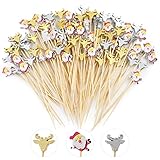 1 Bekeify Palitos de cóctel 200 Piezas de Madera de cóctel Swizzle Picks 12 cm de bambú Coloridos Palos de Frutas Varios diseños para Decorar Alimentos brochetas para sándwiches, bocadillos