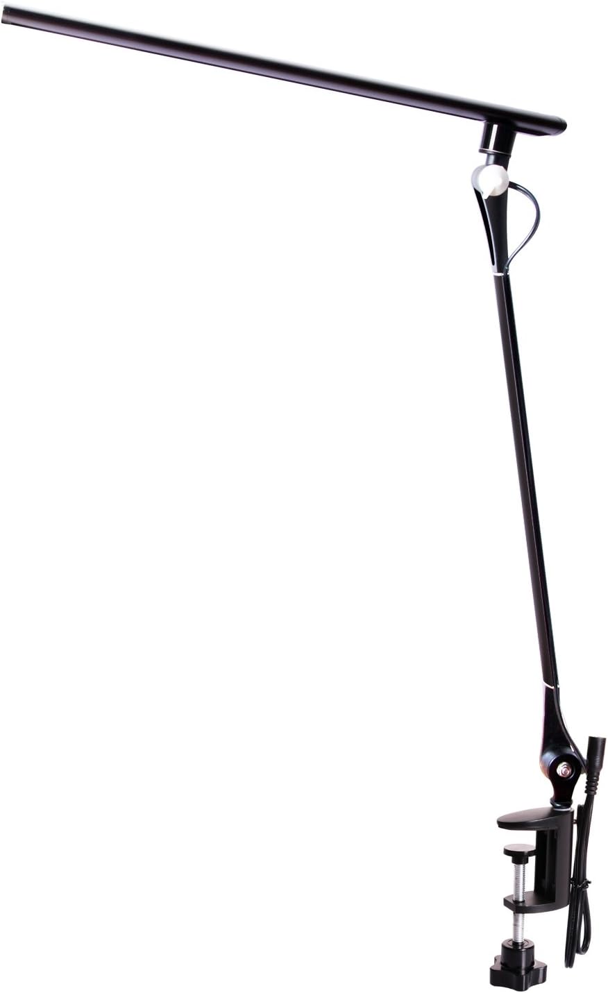 Drafting Table Lamp with Clamp,Architect Swing Arm LED Desk Lamp, Eye-Care Dimmable Office Light with 5 Color Modes /5 Brightness,Touch Control,Memory Function,12W,Black（Workbench Lamp)