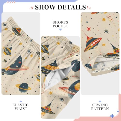Watercolor Planet Flying Ufo Pajamas Bottoms with Pockets Comfy Pjs Sleepwear Elastic Waistband Pajamas Pants Lounge Pants for 6-14 Years4