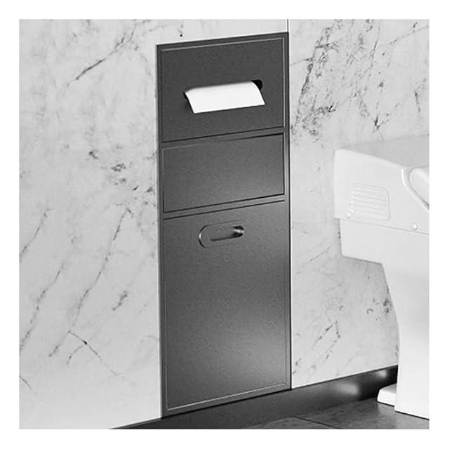 Dntum Brushed Stainless Steel Shower Niche Caddy Recessed Bathroom Shelf Insert with Trash Can Space-Saving Storage Solution Grey30X65X14Cm