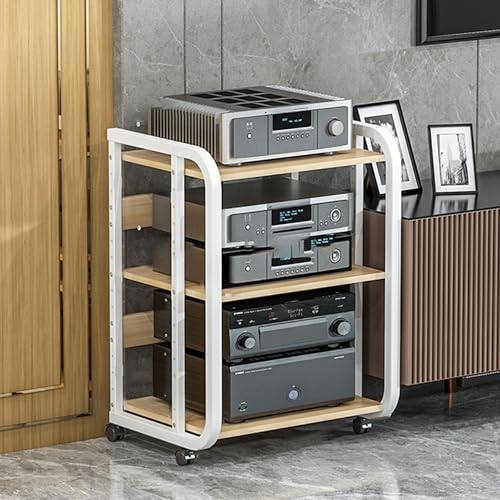 Support multimédia à roulettes – Armoire audio pour bureau à domicile, théâtre et salle d'enregistrement – Design de rangement ouvert