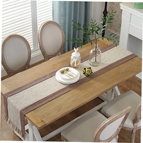 Chemin de table lavable et réutilisable coton beige ABOOFAN