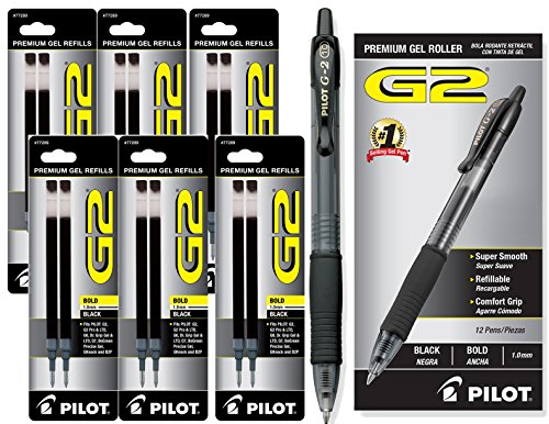 12 bolígrafos Pilot G2 retráctiles con tinta de gel y 24 recambios miniatura 1