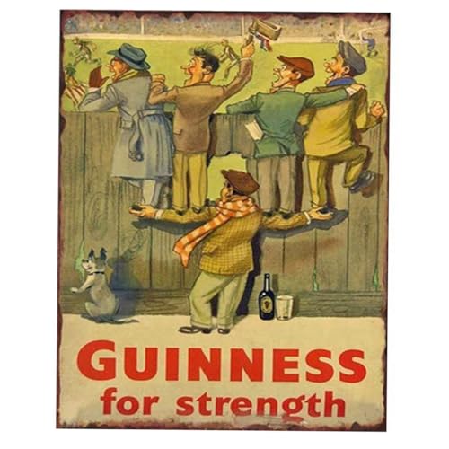 Image of Vintage Advertising Beer Irish Stout Metal Wall Plaque, Retro Football Theme, Man Cave Sign, Multicolour, (28x20cm) A4 approx