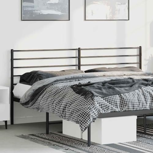 SooIarix Cabecero de cama de metal negro de 193 cm con patas robustas, compatible con tubos redondos, ideal para dormitorio, respaldo estable para leer y ver la televisión