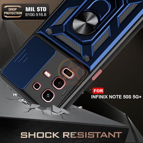 Image of Armor Bumper Back Cover Case for Inifnix Note 50S 5G+ Rotating Camera Cover, Ring Holder & Kickstand | Heavy Duty & 360 Degree Protection Inifnix Note 50S 5G+ Back Cover (Blue)