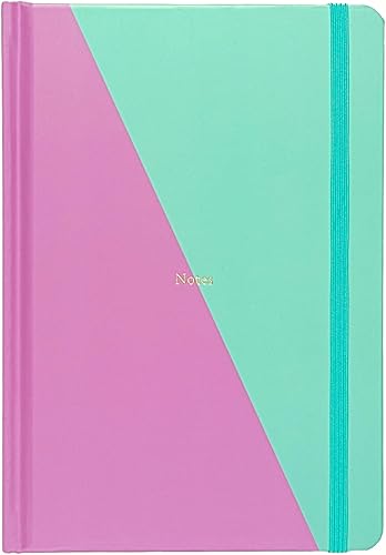 Yop & Tom Diario con forro de contraste, cuaderno A5 con papel grueso de 3.53 ozm y encuadernación plana, lila y menta