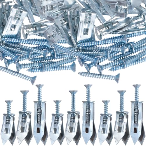 PAGOW 60 Pcs Self-Drilling Anchors, Anchors and Screws for Heavy Duty, Metal Screw Anchors Kit, No Drill and Holes in Wall (1.18''+1.38''+1.57'', Silver)