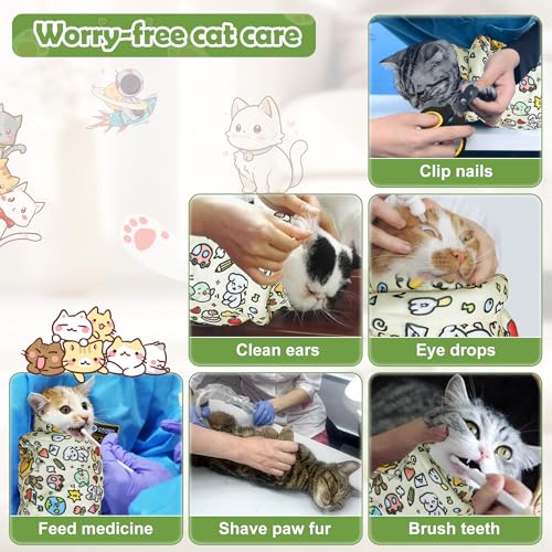 Image of Cat Grooming Wrap with Cat Nail Clipper(27.6 inchx27.6 inch), Cat Restraint Wrap for Cutting Nails Anti Scratch /Bite /Escape, Large Cat Swaddle Wrap, Cat Grooming Supplies