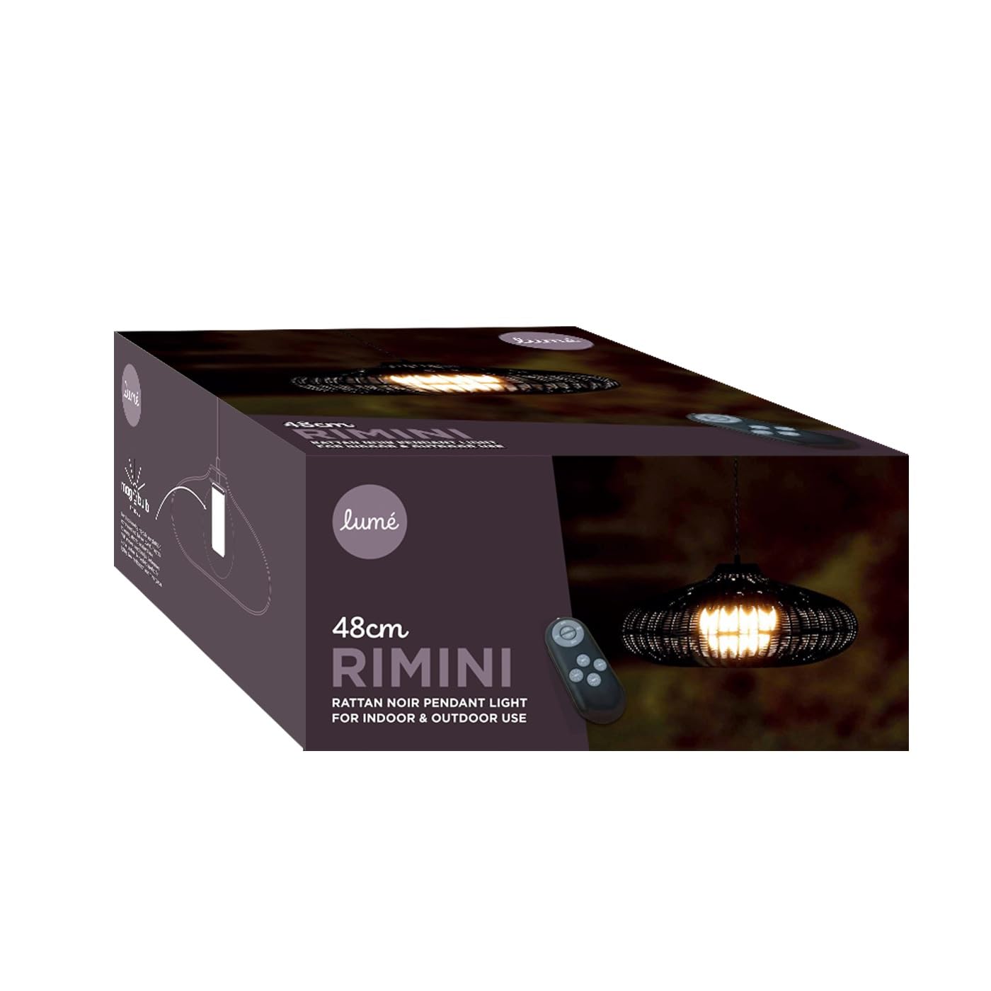 Noma Rimini Noir Rattan Pendant Light, Cordless, 48 cm (Pack of 1) — image 1