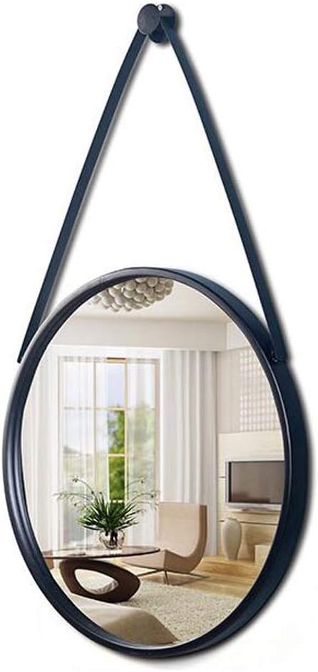 ラウンドウォールモダンメタルフレーム装飾ハンギングバニティミラー バスルームとリビングルーム用 ブラック (サイズ:80cm) (8