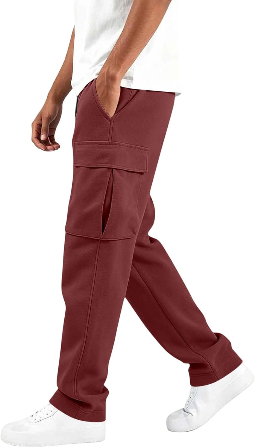 Men's Cargo Sweatpants Drawstring Straight Leg Pants Pockets