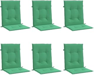 vidaXL 6X Cojines para Sillas de Jardín Asiento Tumbona Patio Terraza Balcón Exterior Acolchado Respaldo Alto Decoración Verde 100x50x4 cm