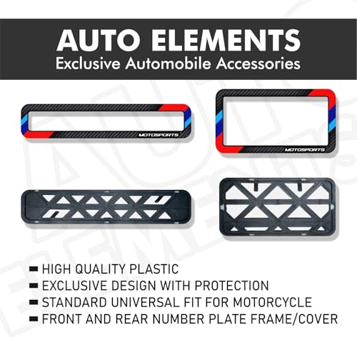 Auto Elements Tri Color Carbon Fiber Bike Number Plate Frame - Image 5