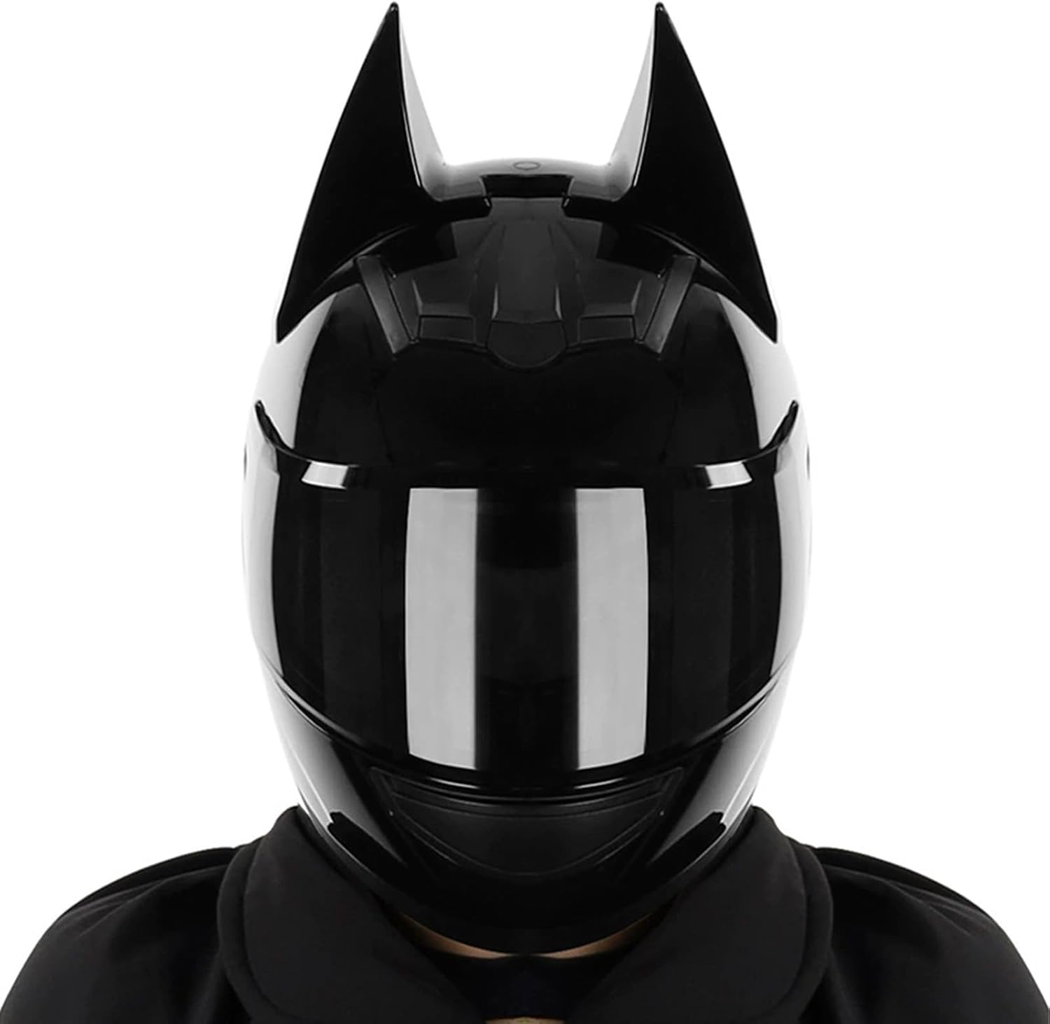 Cat Ear Knight Helmet Full Face Motorcycle Helmet DOT Certified, Personality Cool Flip up Motorcycle Helmets for Road Riding Street Racing Helmet - Unisex, Stylish & Breathable Bright Black