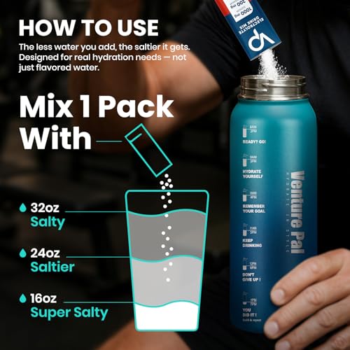 Image of Venture Pal High Sodium Sugar-Free Electrolyte Powder Packets - Hydration Packets with Sodium, Potassium & Magnesium | Zero Calories | Keto, Vegan, and Paleo Friendly | 16 Sticks