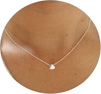 ASCOMY Dainty Gold Pendant Necklace 14k Gold Plated Delicate Tiny Love Heart Star CZ Leaf Pendant Necklace Simple Necklaces Everyday Jewelry for Women