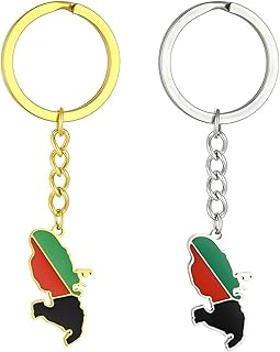 Lot de 2 porte-clés en forme de carte de la Martinique - Souvenirs de voyage - Pour homme et femme - Style ethnique - En acier titane - Sac à dos - Accessoires de porte-clés de voiture,