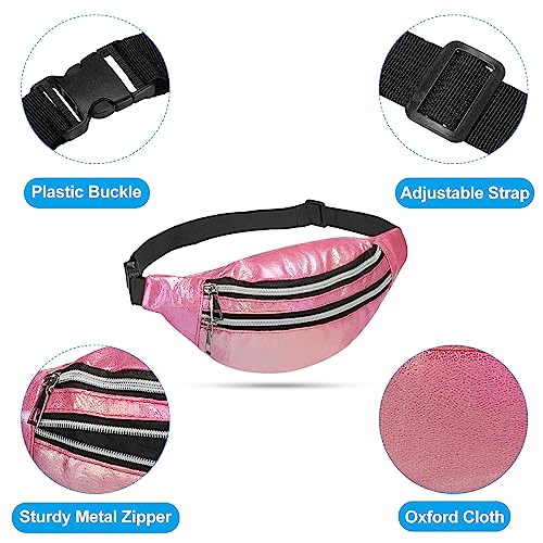 PATIKIL 80s Fanny Pack for Women Adjustable Waist Bag 90s Fanny Pack for Party Running, Dark Pink - Image 3