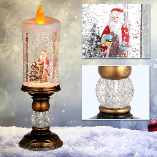 Cabilock Christmas Snow Globe LED Candles Battery Operated Lighted Flameless Candles Swirling Water Glittering Spinning Candle Home Decor for Thanksgiving Christmas Decoration - Image 5