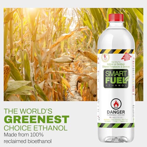 Smart Fuel 1 Liter - Bioethanol Fuel for fireplaces, Stoves and Burners. Denatured Alcohol (1.06 Quart) Clean Burning, Sustainable Fuel