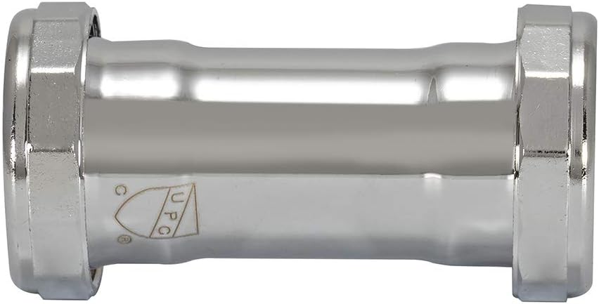 EZ-FLO 1-1/4 Inch Steel Coupling Fitting with Slip Joint Connection for Tubular Drain Applications, Chrome Finish, 35137