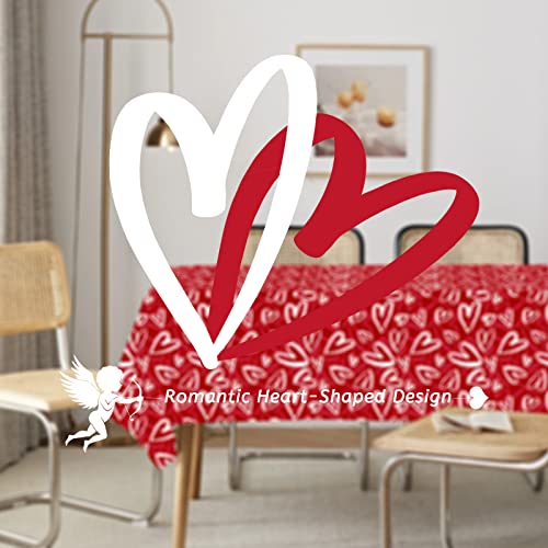 Image of 3 Pcs Valentines Tablecloth-Heart Love Valentine's Table Cover, Disposable Plastic Rectangle Heart Table Cloth for Valentine's Day, Wedding, Engagement Anniversary, Birthday Party, 54x108 inch