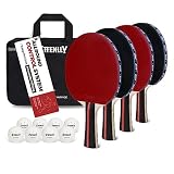 ZTTENLLY Ping Pong Paddles Set of 2 or 4 with Balls & Storage Case | Better Control | Sticky Inverte
