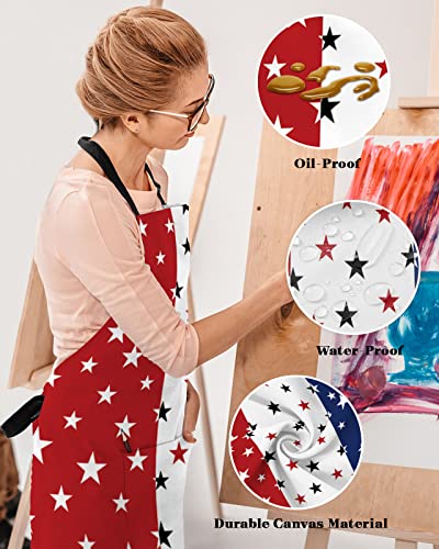 Chucoco Independence Day Kitchen Cooking Apron Patriotic Stars Blue Red White Waterproof Adjustable Bib Aprons For Women/Men #TOP3