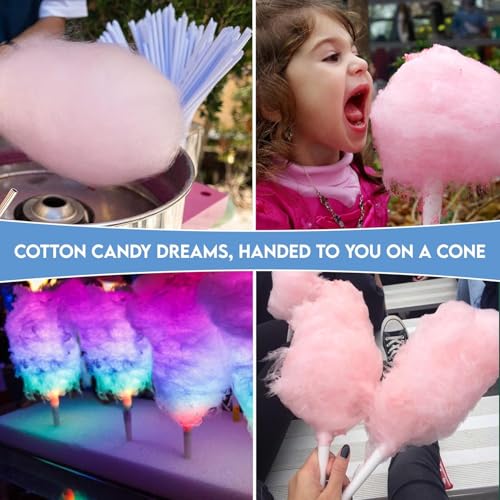 Cotton Candy Cones [300 Pack] - White Cotton Candy Sticks | Kraft Paper Cotton Candy Cone | Carnival Cotton Candy Machine Supplies for Floss Sugar Cotton Candy Maker Concession Essentials - Thumbnail 4