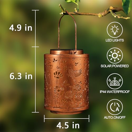 Image of Solar Lanterns Garden Decor Birthday Gifts for Women Mon Grandma Metal Hanging Solar Lights Waterproof Outdoor Decoration for Outside LED Lanterns for Yard Patio Lawn (Birds)