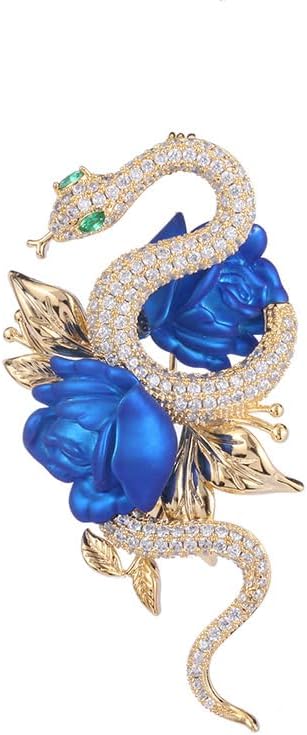Luxurious 14K Gold Serpentine Brooch with Emerald Gemstones, Elegant Moissanite Corsage with Rosettes, Glittering Brooch Shawl Buckle Accessory
