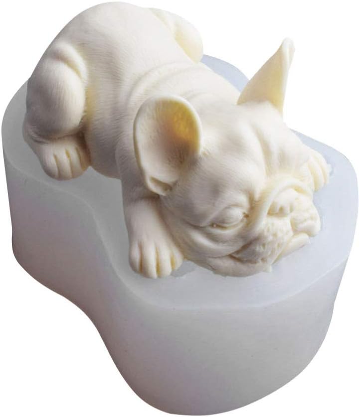 Kisangel French Bulldog Mold Sleeping Dog Silicone Mold for Fondant Chocolate Paste Polymer Clay Resin Making Kitchen Baking Cupcake Decorating