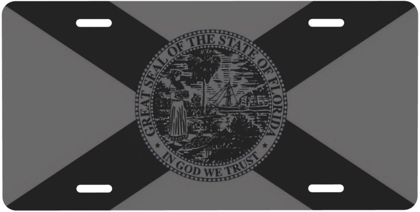 Florida Flag License Plate Decorative Car Front,Metal Car Plate,Vanity Tag,Aluminum Noverlty License Plate Waterproof Colorfast 6×12 Inch