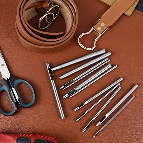 12er Stanzwerkzeug Set, Locheisen Satz Locheisen Runde Stahl Hohl Punch Set 0,5mm Bis 6mm Punch Werkzeuge Set für Leder Uhrenarmband Dichtung Gürtel Öse