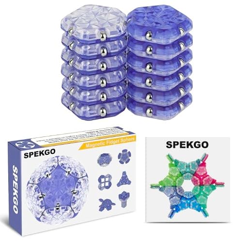 Spekgo Magnetic Fidget Sphere Magnet Sphere Fidget Toys 12 Pcs Magnetic Pentagons Building Blocks Magnetic Stress Relief Desk Magnet Toys Lavender #TOP4