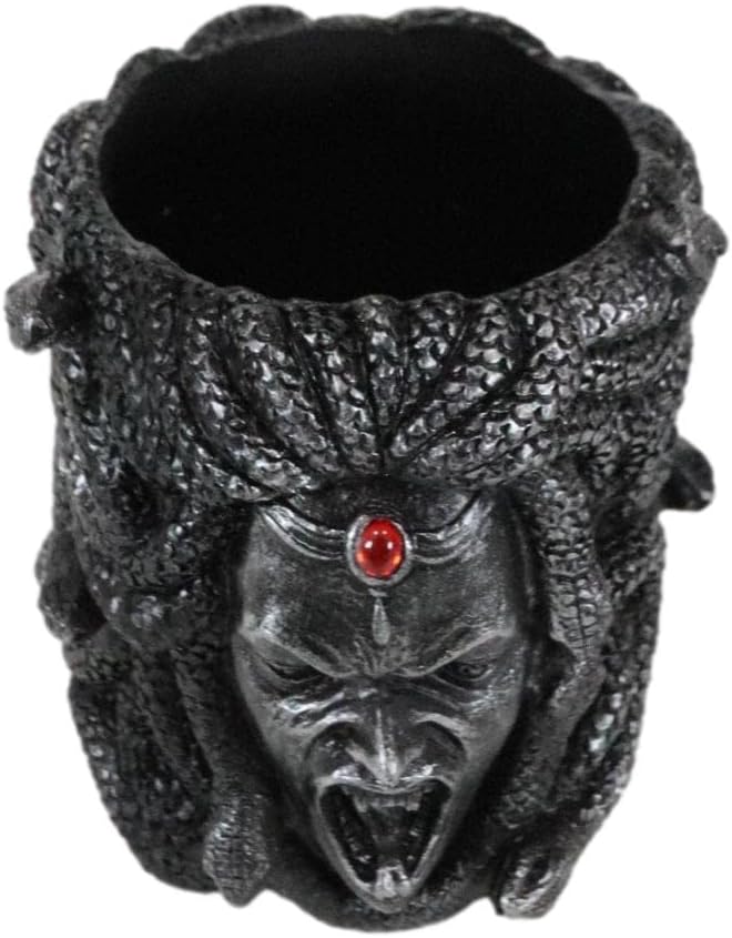 Miniatura 4 de Ebros Gift Mitología griega Gorgona gótica hermanas diosa medusa con serpientes salvajes pelo y rojo sangre gema cabeza adorno papelería lápiz
