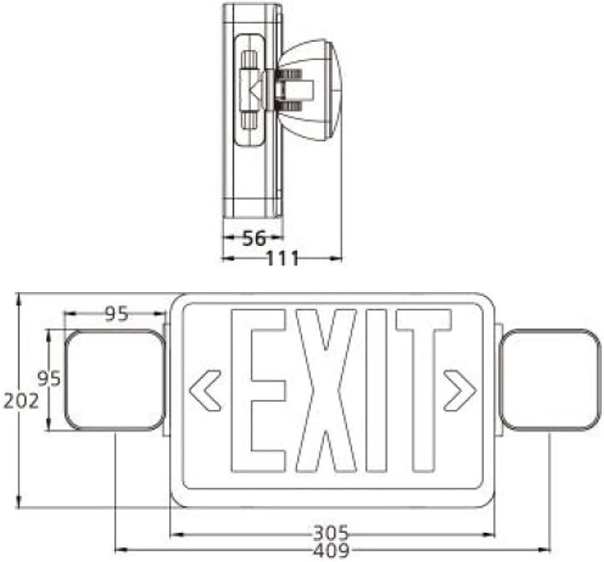 Red / Green Exit Sign with Two Adjustable Color LED Emergency Lights and 90 Minute Back Up - Flame Retardant, LED Emergency Exit Sign with Lights Battery Backup | UL Listed Exit Light Fixture with Rechargeable Battery | Universal Wall or Ceiling Mount Emergency Lighting for Home and Business (1 Unit) | 90-minute battery backup with a rechargeable battery, flame-retardant construction and universal mounting.