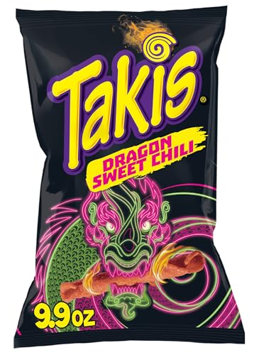 Takis Dragon Sweet Chili Sharing Size Bag, Spicy Sweet Chili Pepper Flavored Hot Tangy Rolled Tortilla Chips