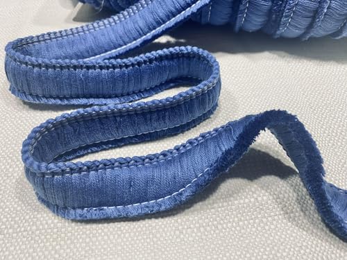 Cotton Brush Fringe - 30mm Wide Tassels Textile Cut Pillow Trimming Piping Cushion Trim Curtains Home Decor - Blue - Sold by 20 Metres