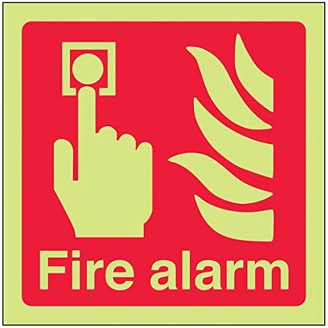 VSafety 13011AF-G'Fire Alarm Logo' Sign, Square, 100 mm x 100 mm (Pack of 3)