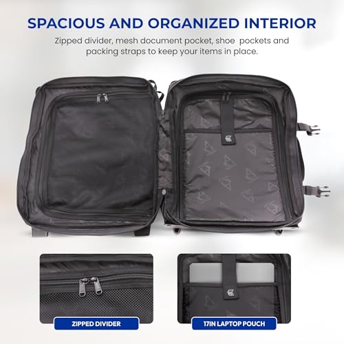 Aerolite Waterproof 55x40x20cm Ryanair Priority Max 44L Travel Trolley Carry On Hand Luggage Flight Cabin Bag 55x40x20 New Ryanair Approved with 2 Wheels, 17in Laptop Pouch & TSA Lock (Black) - Image 4